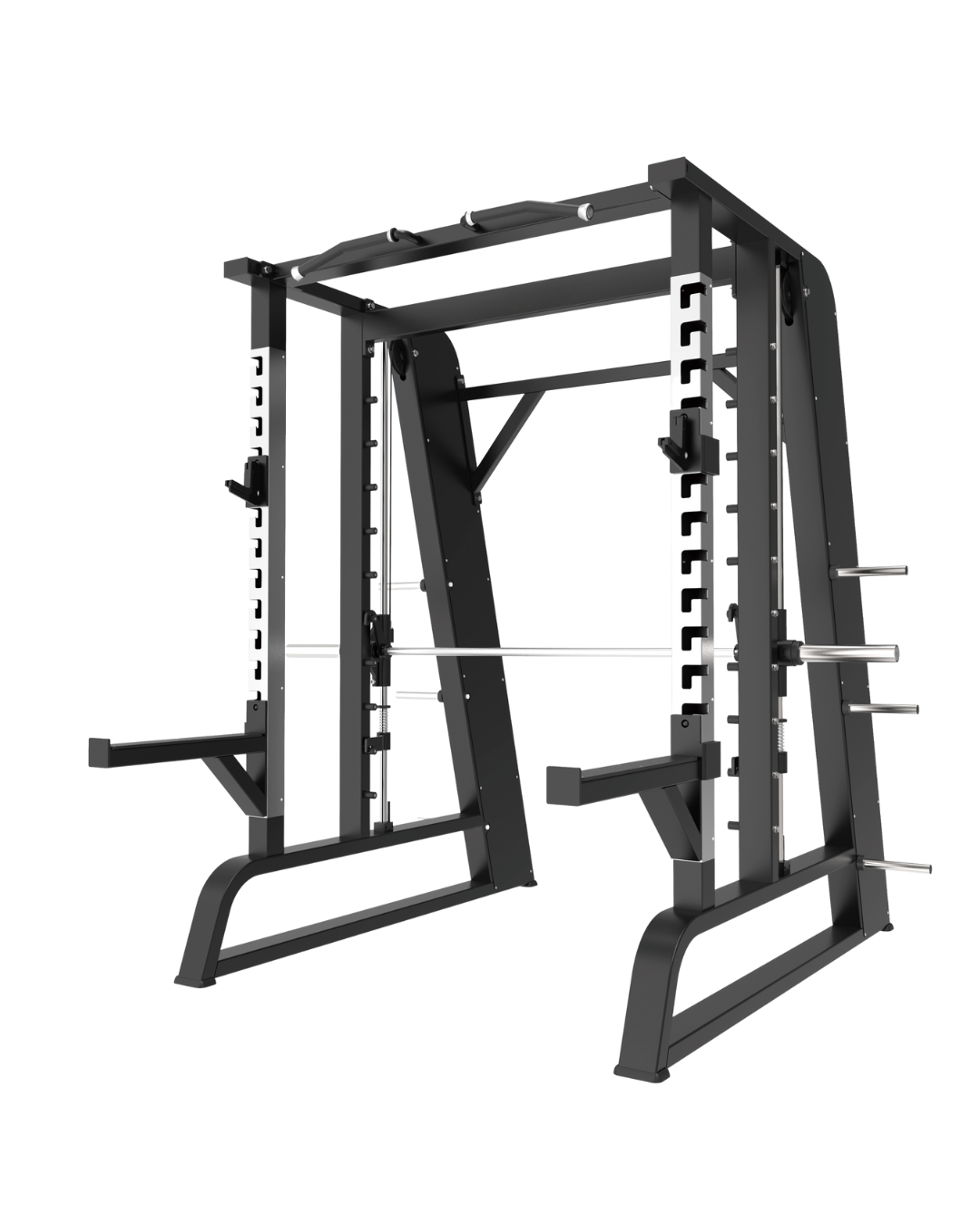 Commercial 2-in-1 barbell station with pull-up bar and storage

