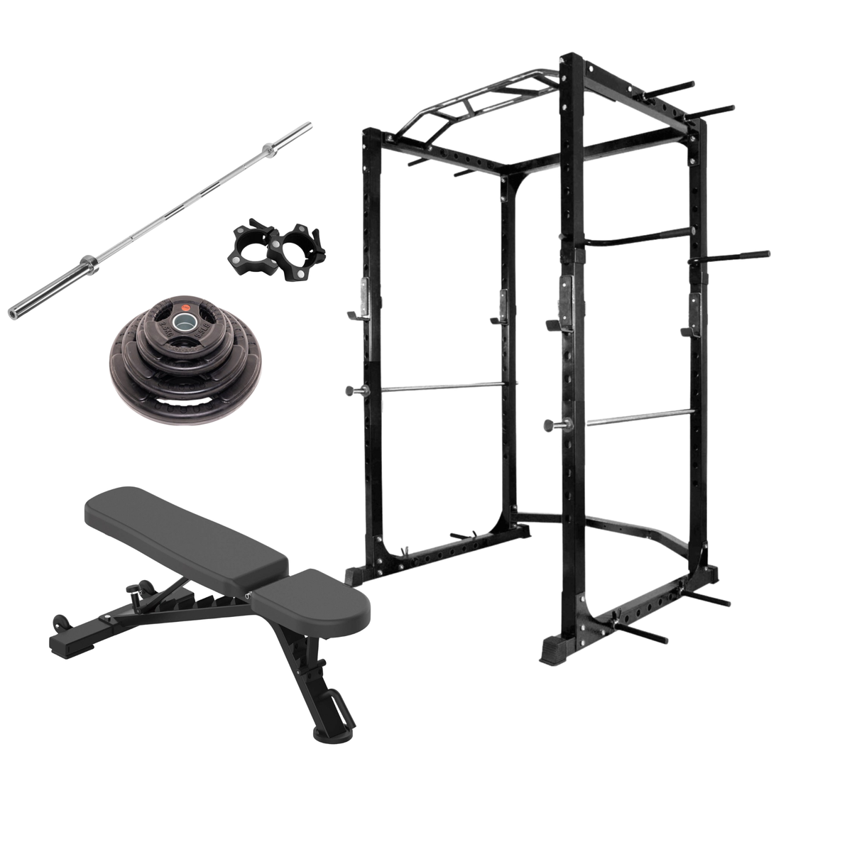 Commercial Power Cage &amp; Olympic Plate Home Gym [Package 1]