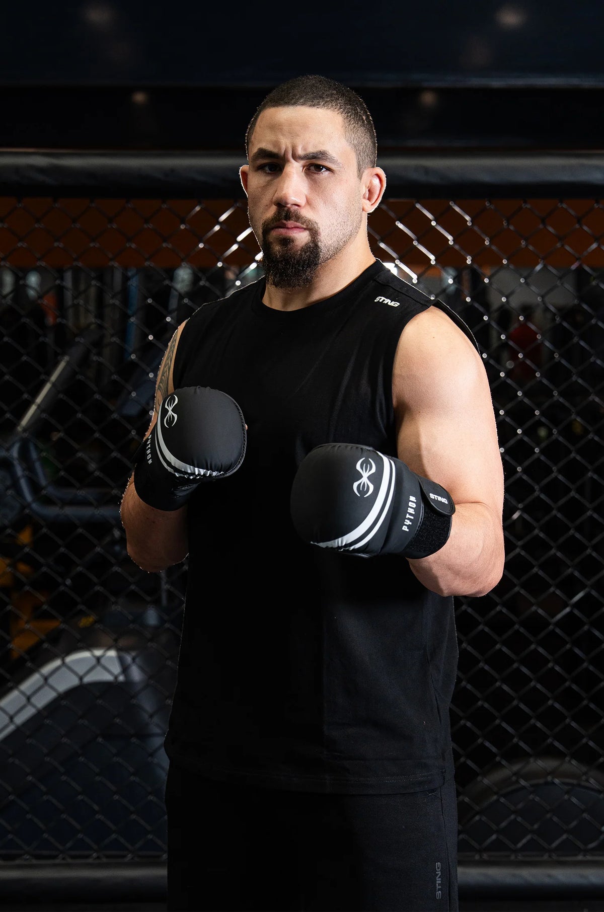 Robert Whittaker sting python mma sparring gloves black white 6oz