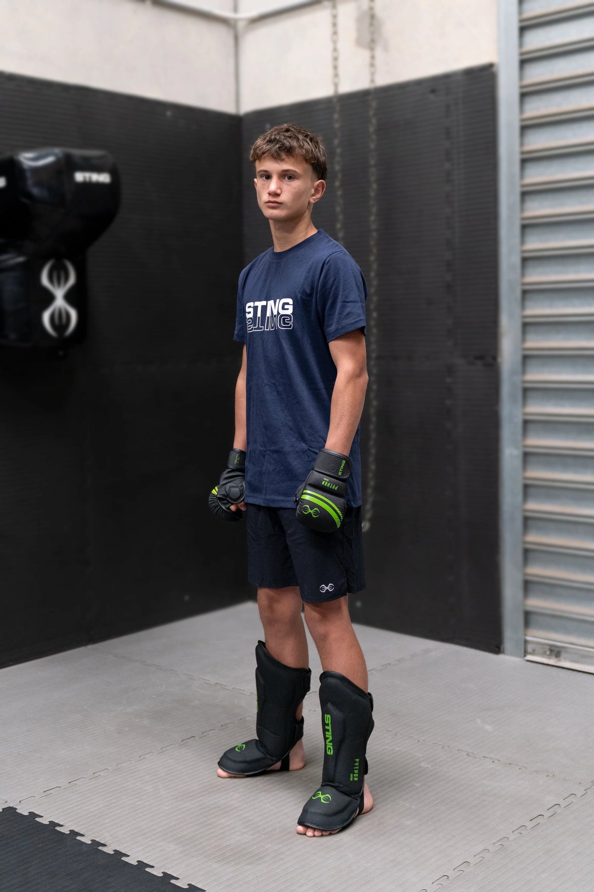 Kid wearing Sting Junior MMA Gear