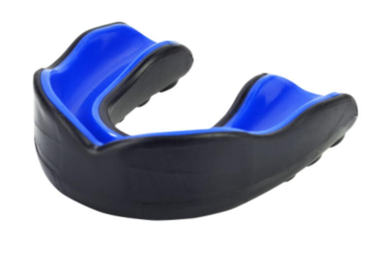 Dual-layer shock absorbing mouthguard for combat sports. Black and Blue Colour