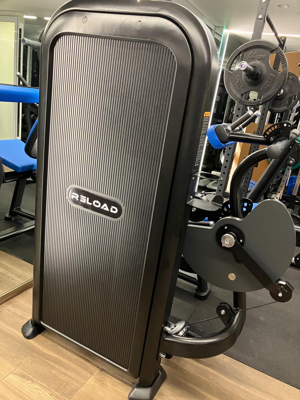 Dual Leg Curl / Leg Extension Pin Loaded Machine [T-MAX Series] with blue seat black frame side view