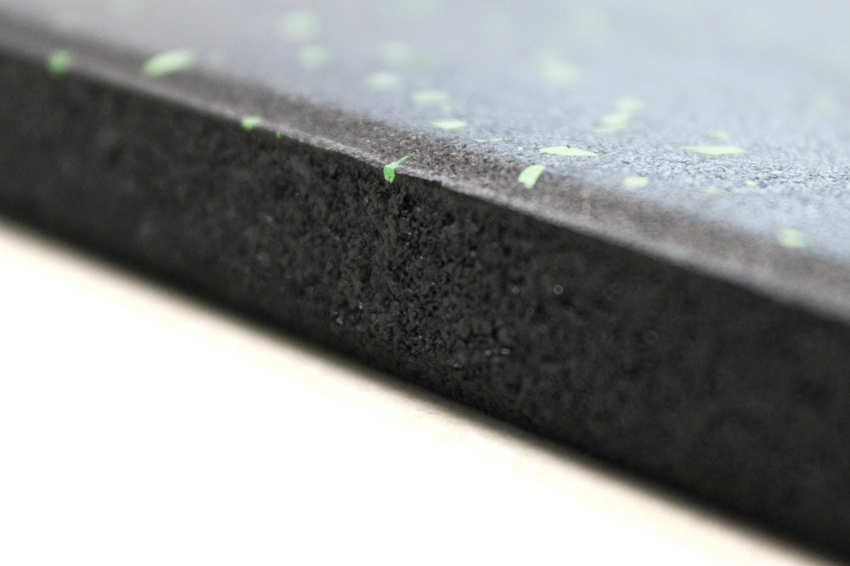 Close-up of EPDM Green Fleck Rubber Gym Flooring 1m x 15mm