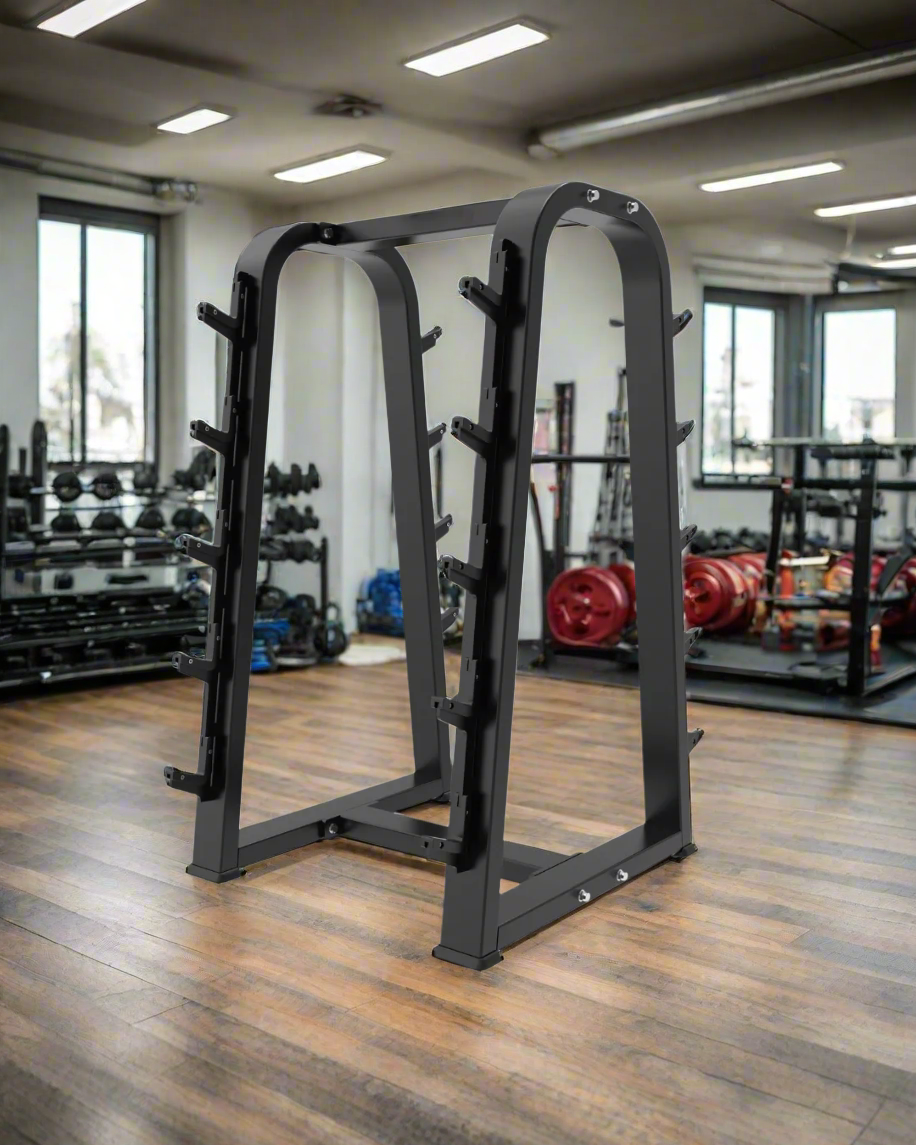 Fixed Barbell Rack - Holds 10 Barbells [Synergy Series] in a gym setup