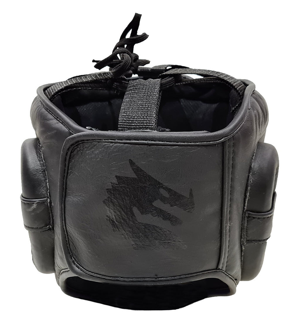 Morgan B2 Bomber head guard rear with wide hook-and-loop straps