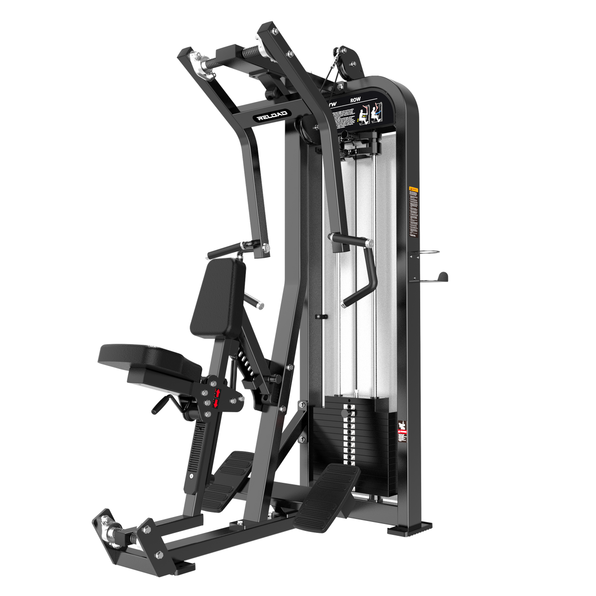 Reload HS-X Series inverted row pin loaded machine HS08 - chest-supported commercial rowing station