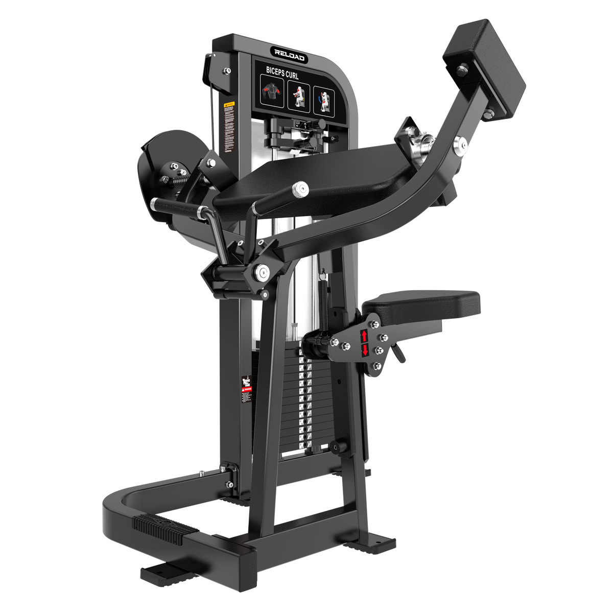 Reload HS-X Series biceps curl pin loaded machine HS09 - seated commercial arm curl