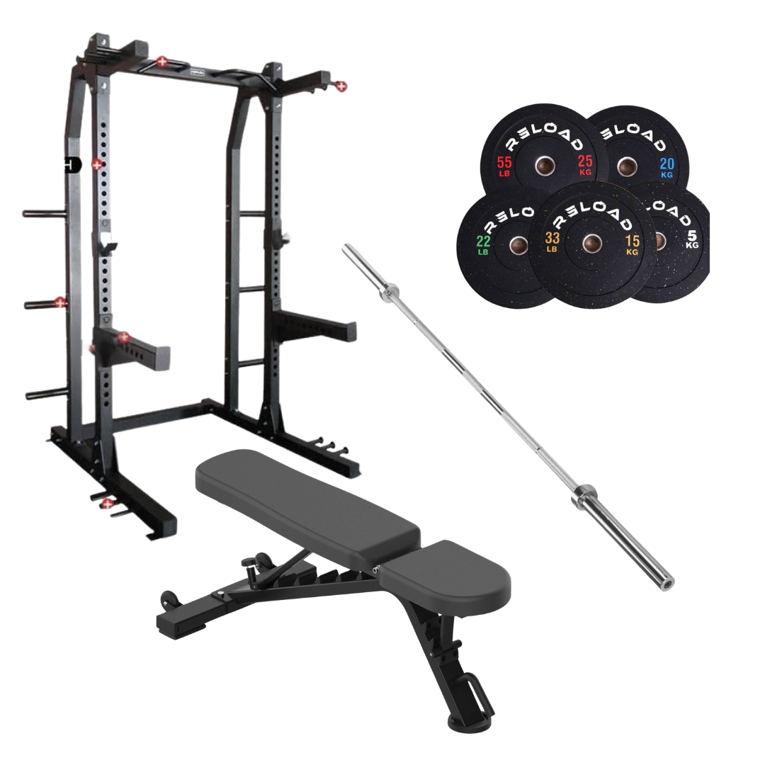 Commercial Half Rack &amp; Bumper Plate Home Gym [Package 6]