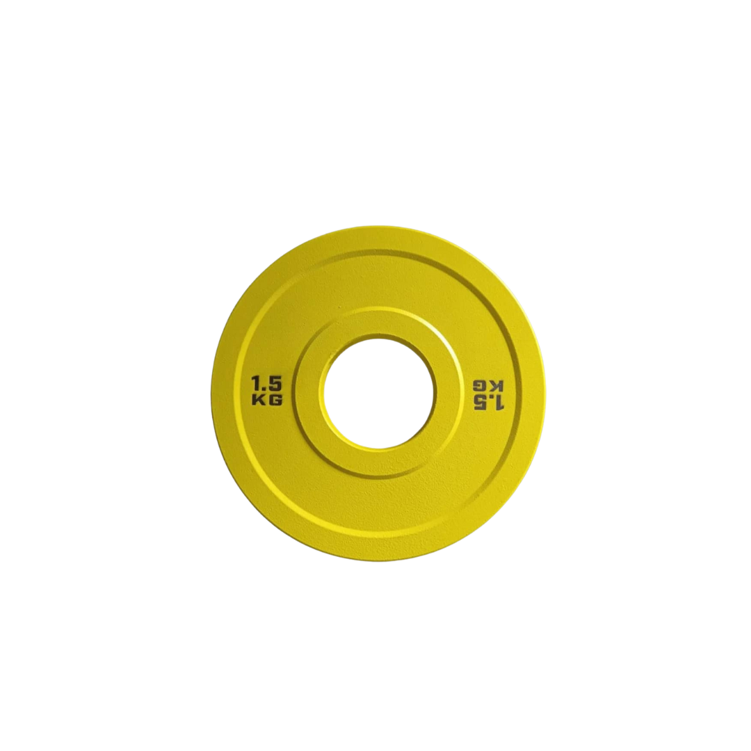Color-Coded Rubber Fractional Plates for Olympic Barbells 1.5kg