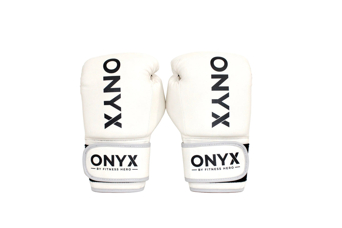 Onyx Premium boxing glove by Fitness Hero White colour