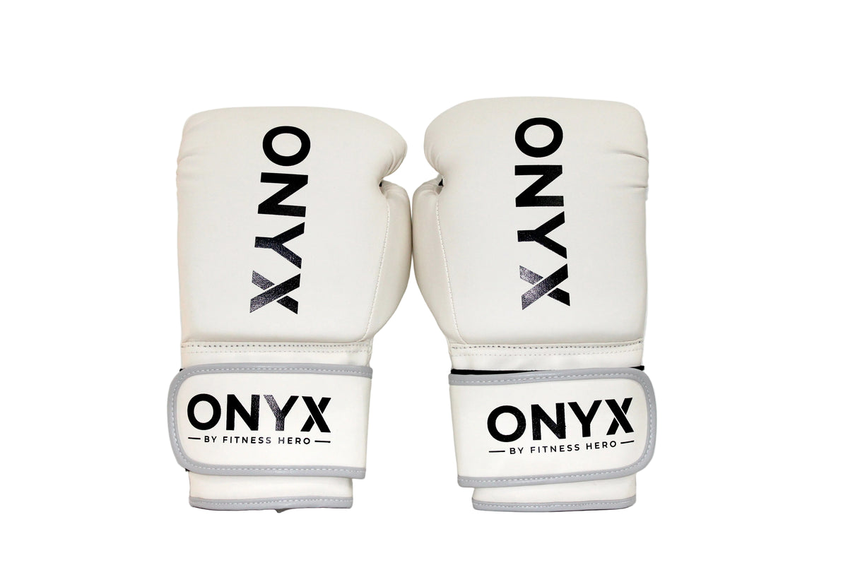 Onyx Premium boxing glove by Fitness Hero White colour