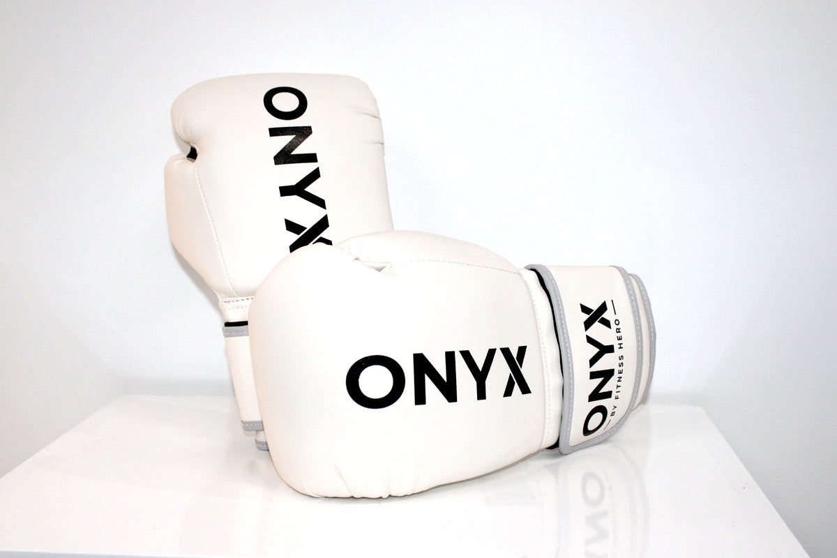 White boxing gloves, Onyx By Fitness Hero Premium glove