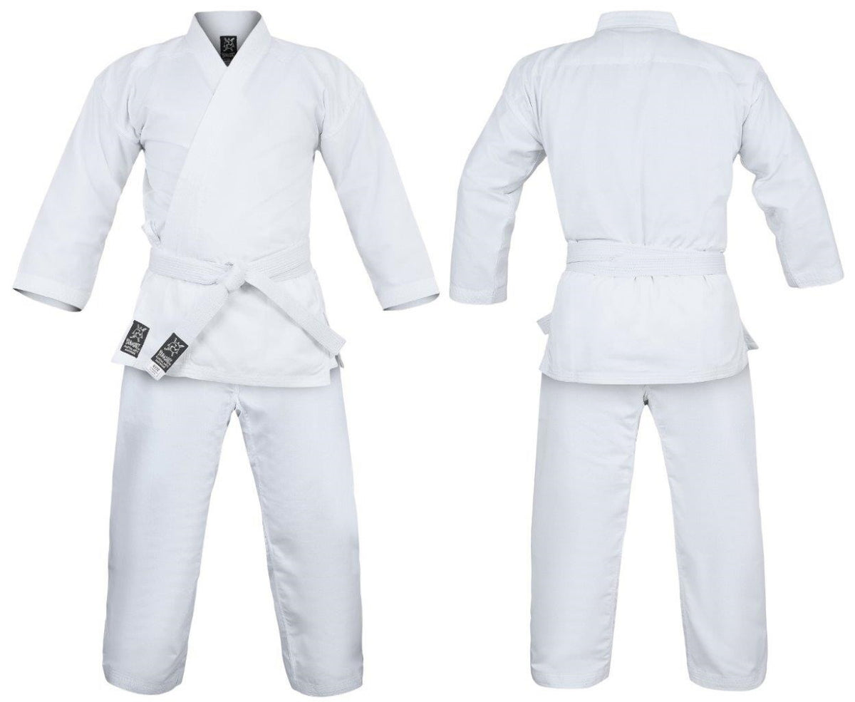 Yamasaki Pro 10oz white karate uniform with jacket, pants and white belt