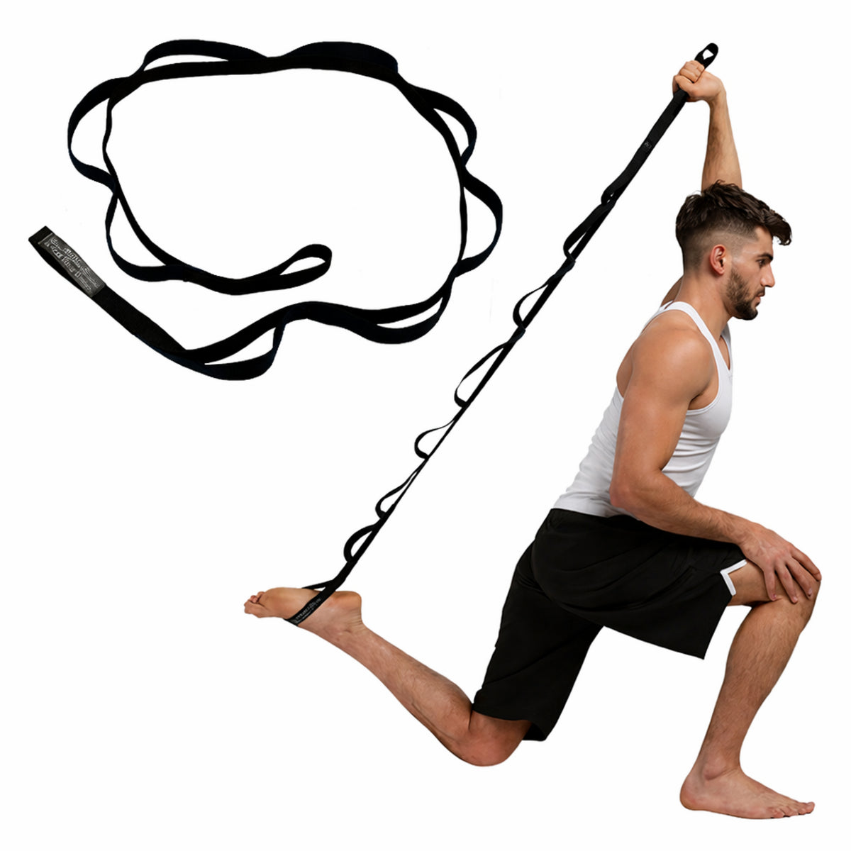 Multi-grip stretch belt with multiple handle positions