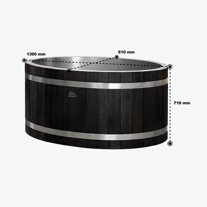 Chill Bunny Ice Bath stainless steel cold plunge tub with cedar cladding dimensions