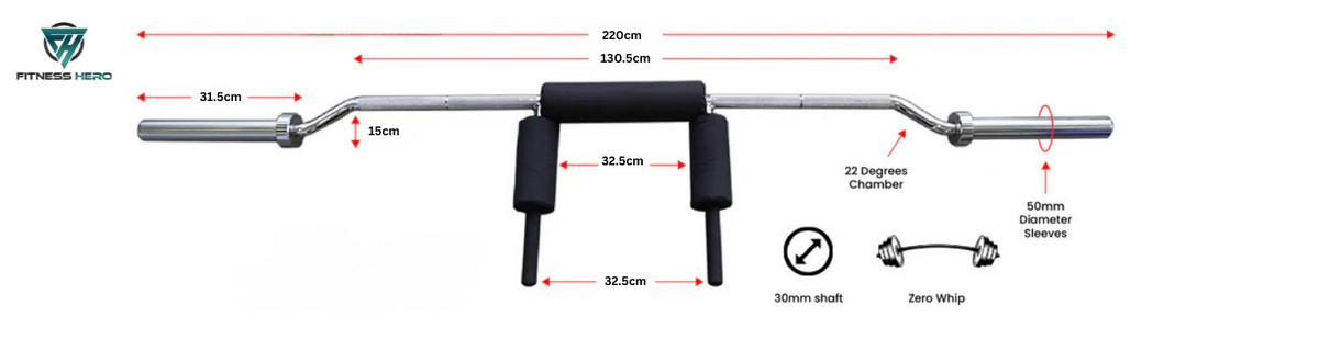 Olympic 20kg Squat Safety Squat Bar | 300 kg Max Load Size Guide