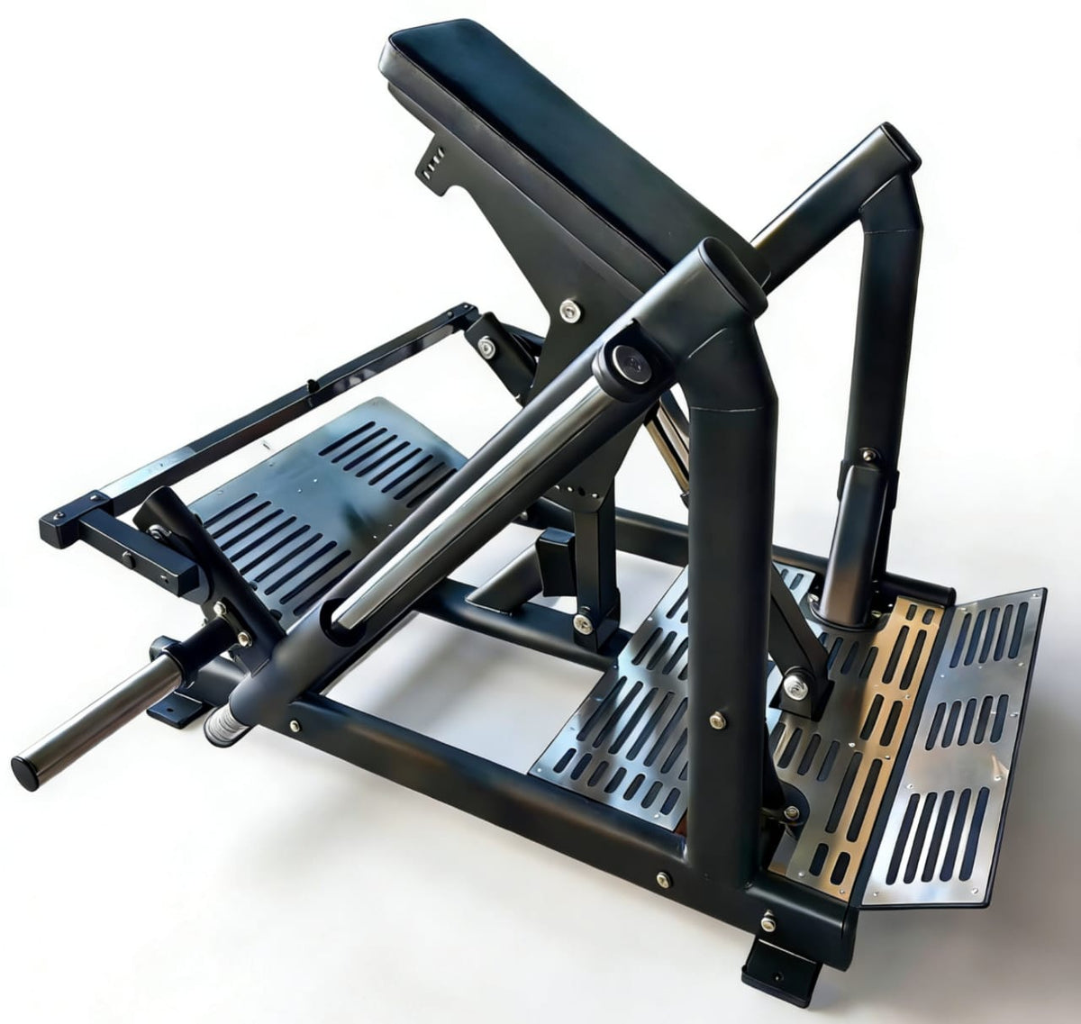 Dual Chest Pull Row Machine side profile showing adjustable chest pad/backrest and weight horn