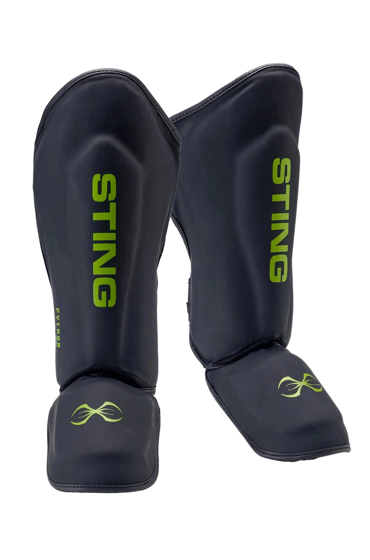 sting python junior mma shin guards black green kids