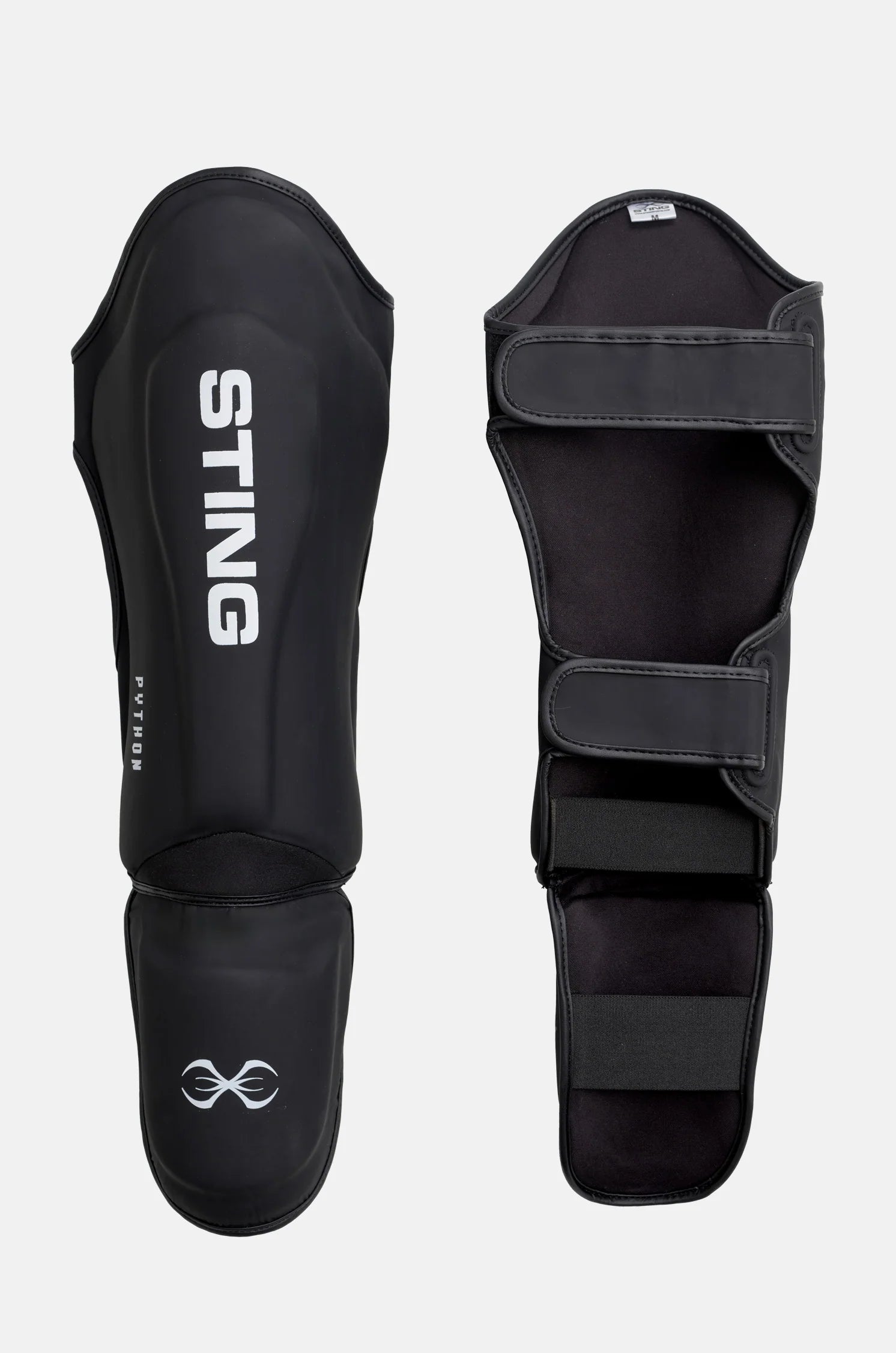 sting python mma shin guards black white training