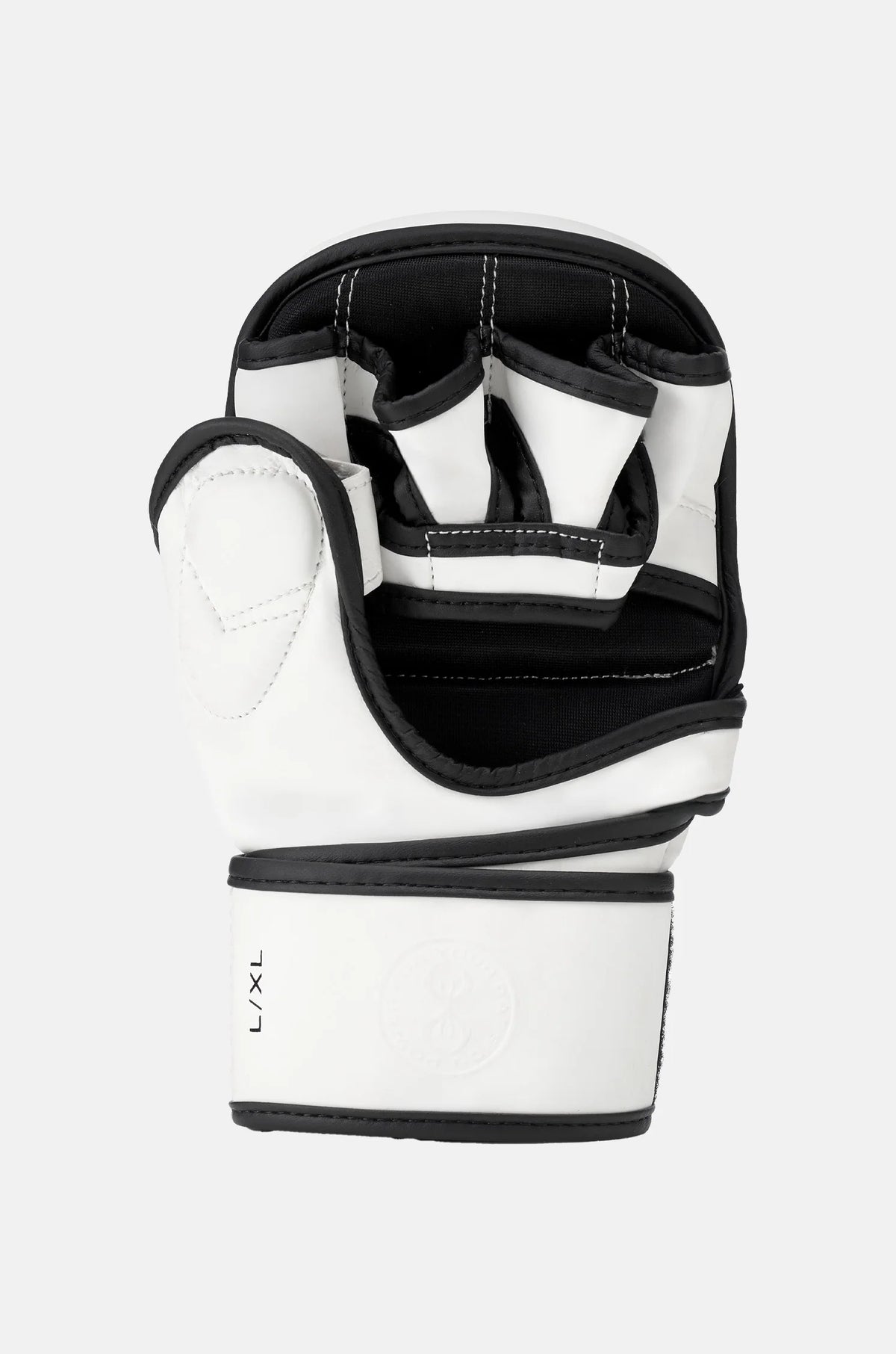 Black and white boxing glove on a white background