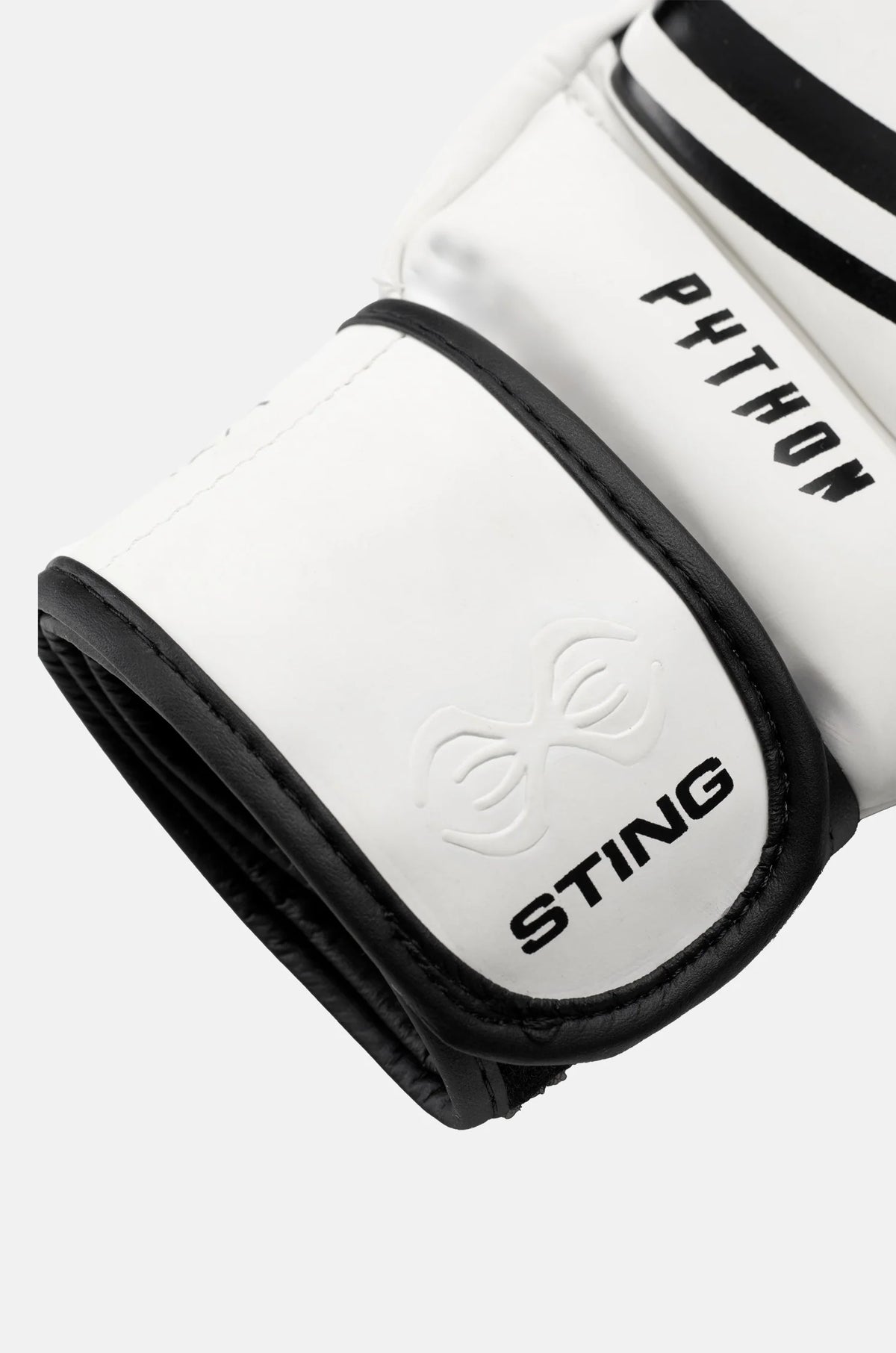 White and black boxing glove with 'Sting' branding on a white background