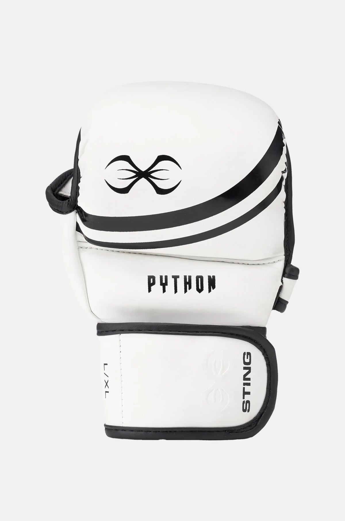 White boxing glove with black accents and 'Python' branding on a white background