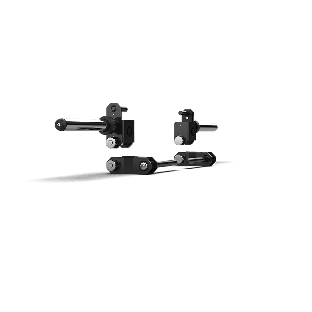 QLI Adjustable Jammer Arms QAJA14, two rack-mounted units with rotary hooks and plate holders