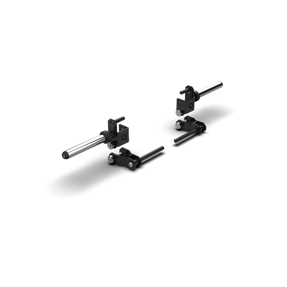 QLI QAJA14 jammer arm units at an angle, showing the silver weight plate holders