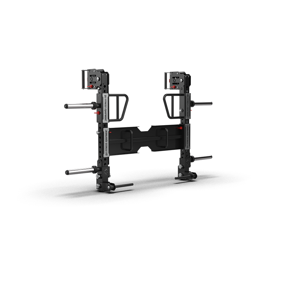QLI Adjustable Lever Arms QALA80, twin lever arms with grip handles, plate horns and sliding mounts