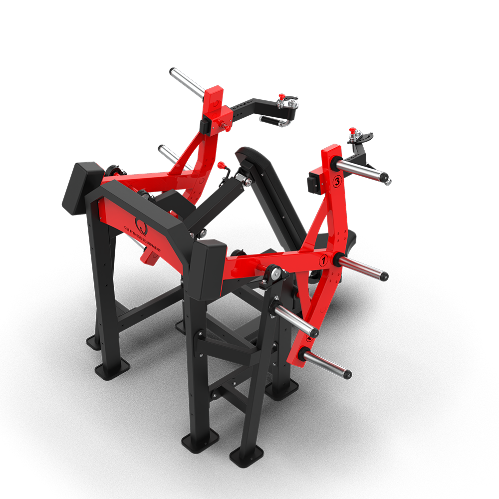 QLI QASP63 shoulder press three-quarter view, showing the press arms and backrest