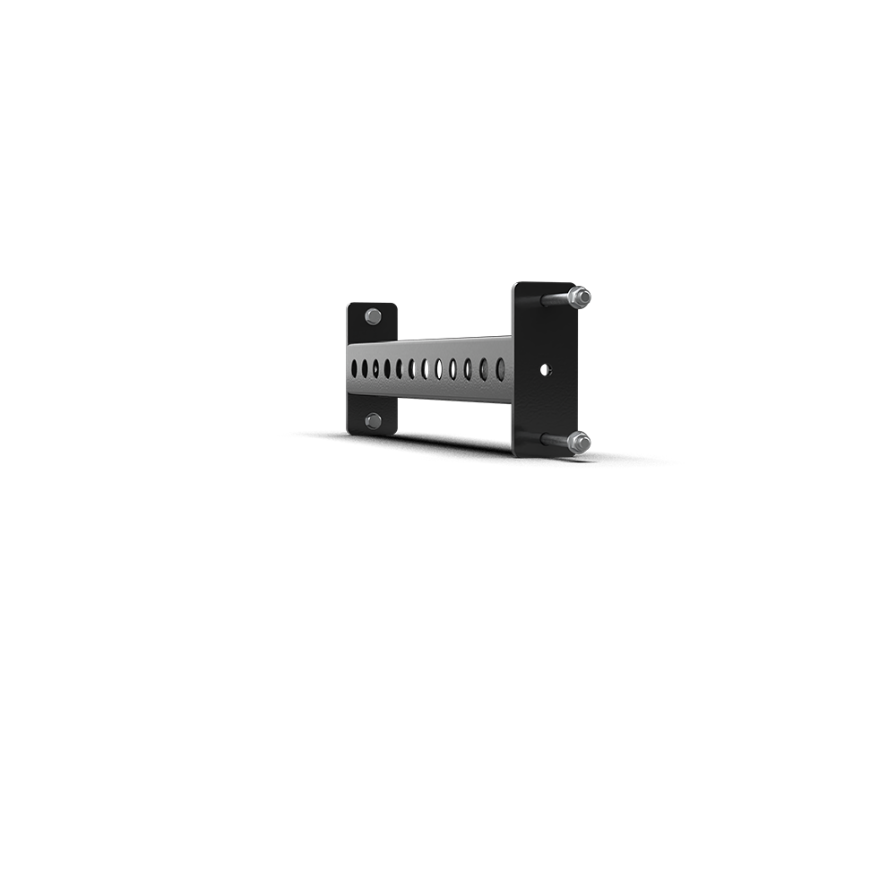 QLI QCB24 connecting bar end-on, showing an end plate with its pins