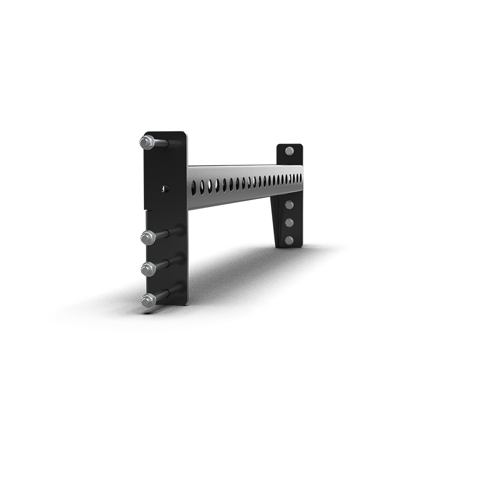 QLI QCB4202 connecting bar end-on, showing an end plate and its pins