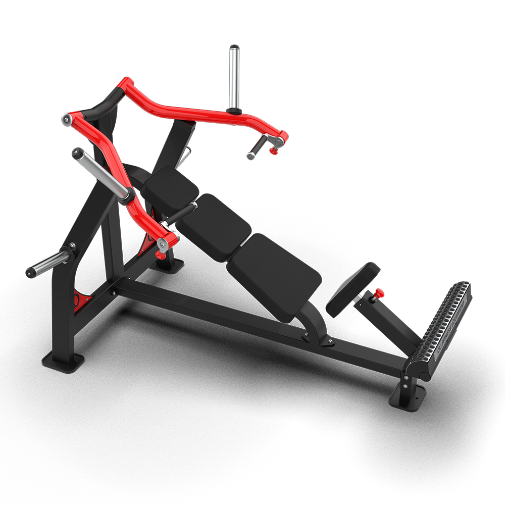 QLI Incline Bench Press Machine QCP660 with incline bench, red press arm and non-slip foot brace