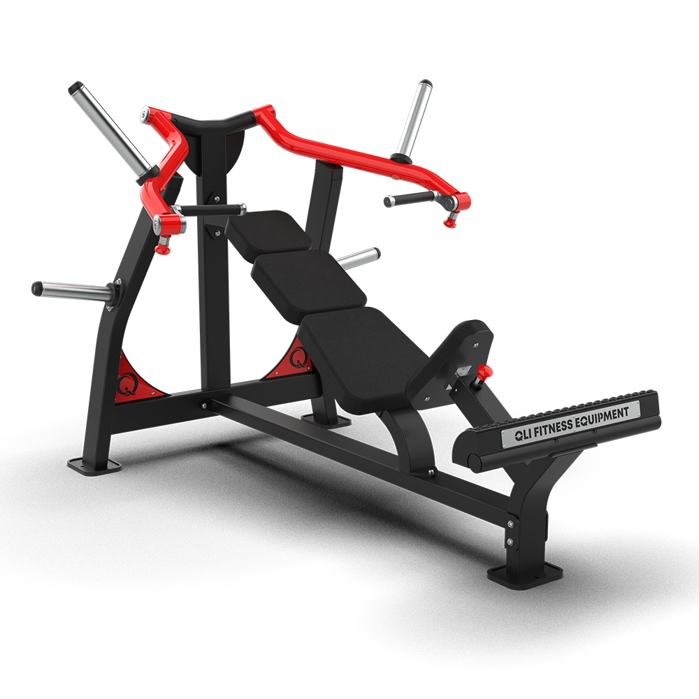 QLI QCP660 incline bench press three-quarter view, showing the bench and press arm