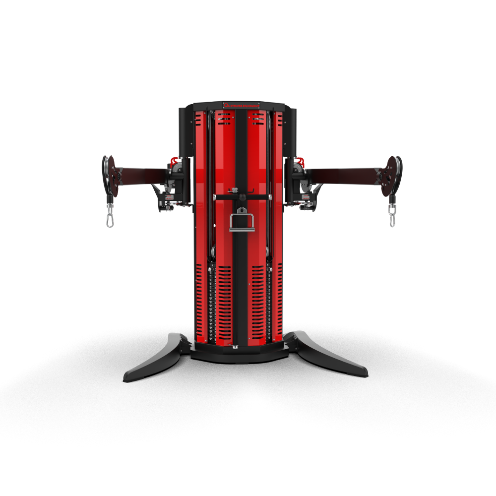 QLI Dual Cable Crossover Machine QDCM58 with red shrouded tower and two adjustable cable arms