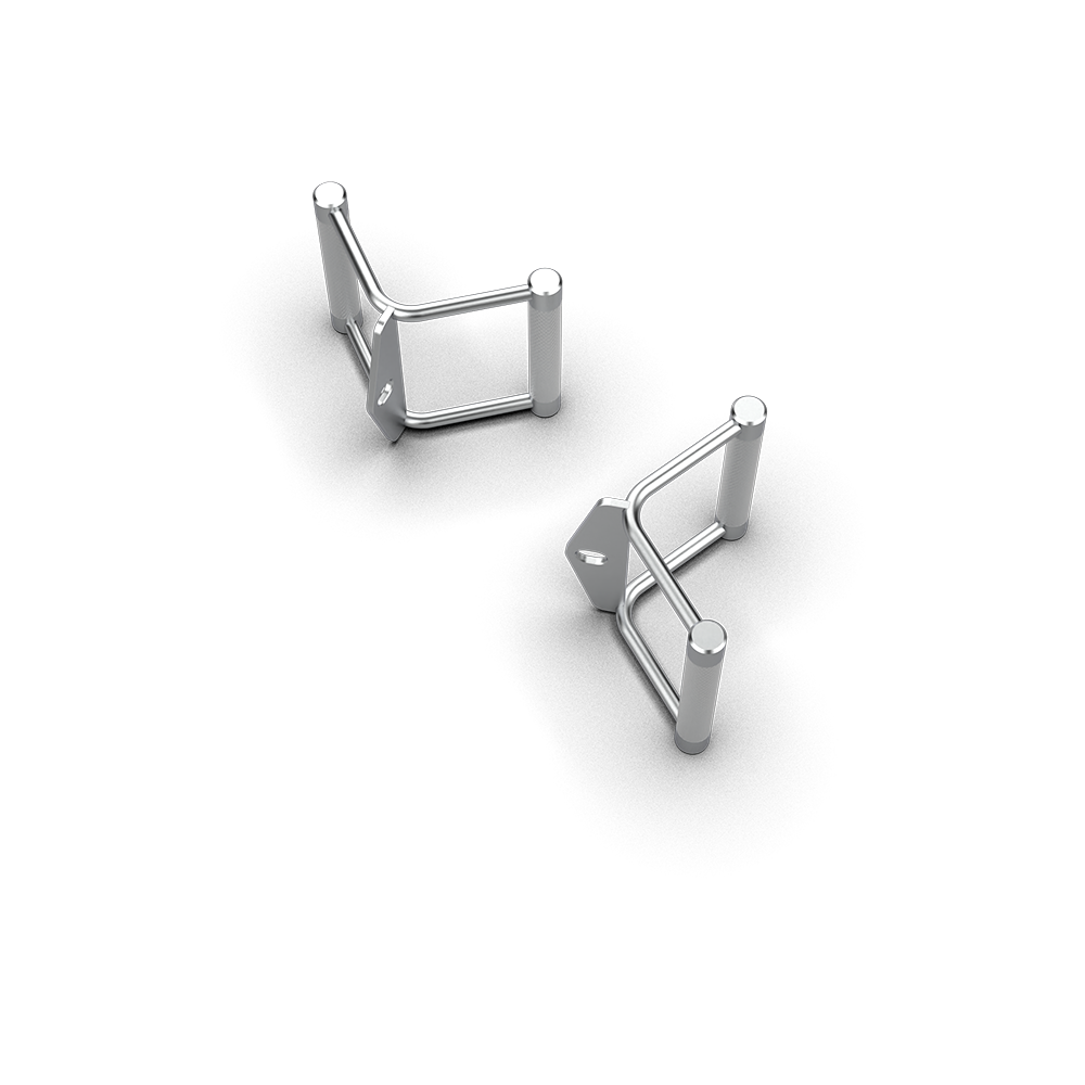QLI QDH008 D handles from above, showing the welded chrome frames