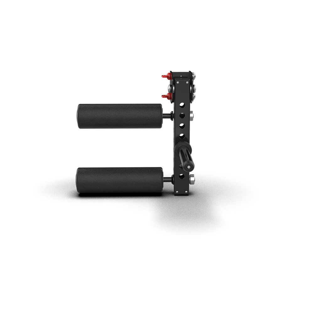 QLI QLCA23 leg curl attachment straight on, showing the mounting sleeve