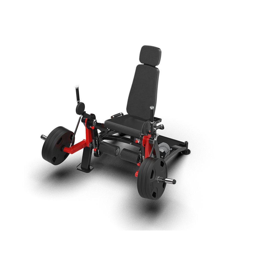 QLI Leg Extension QLE059 with tall backrest, independent red lever arms and leg rollers