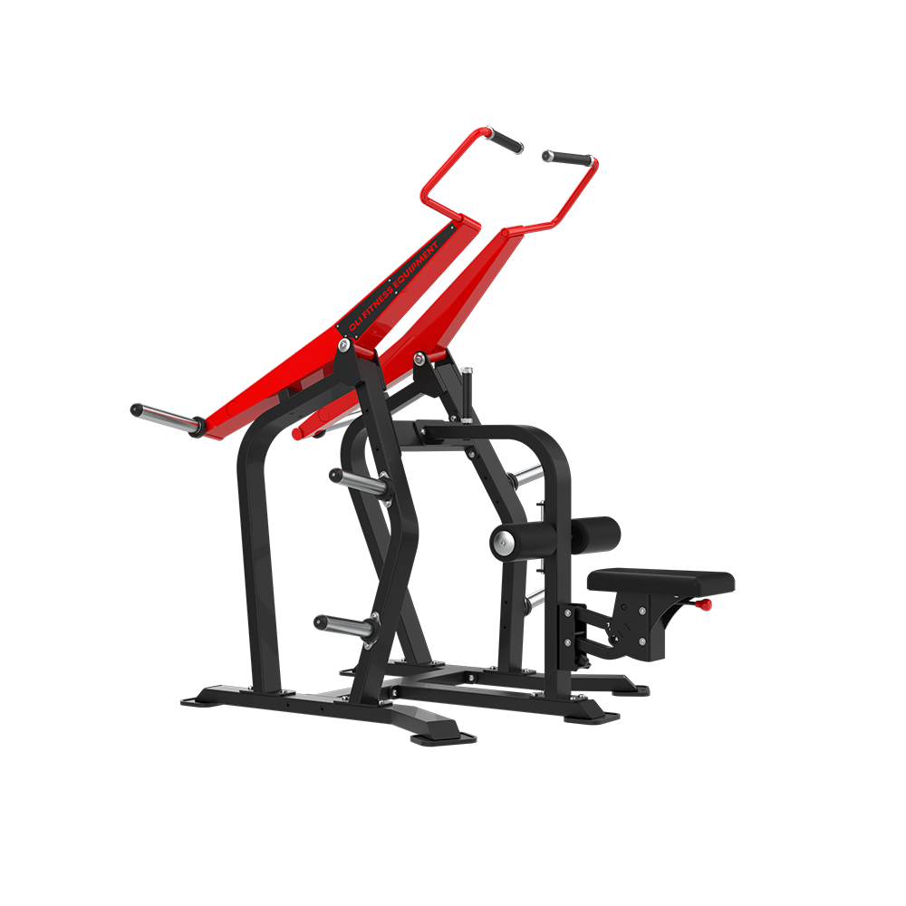 QLI QLP01 lat pulldown from the other side, showing the arm path and plate horns