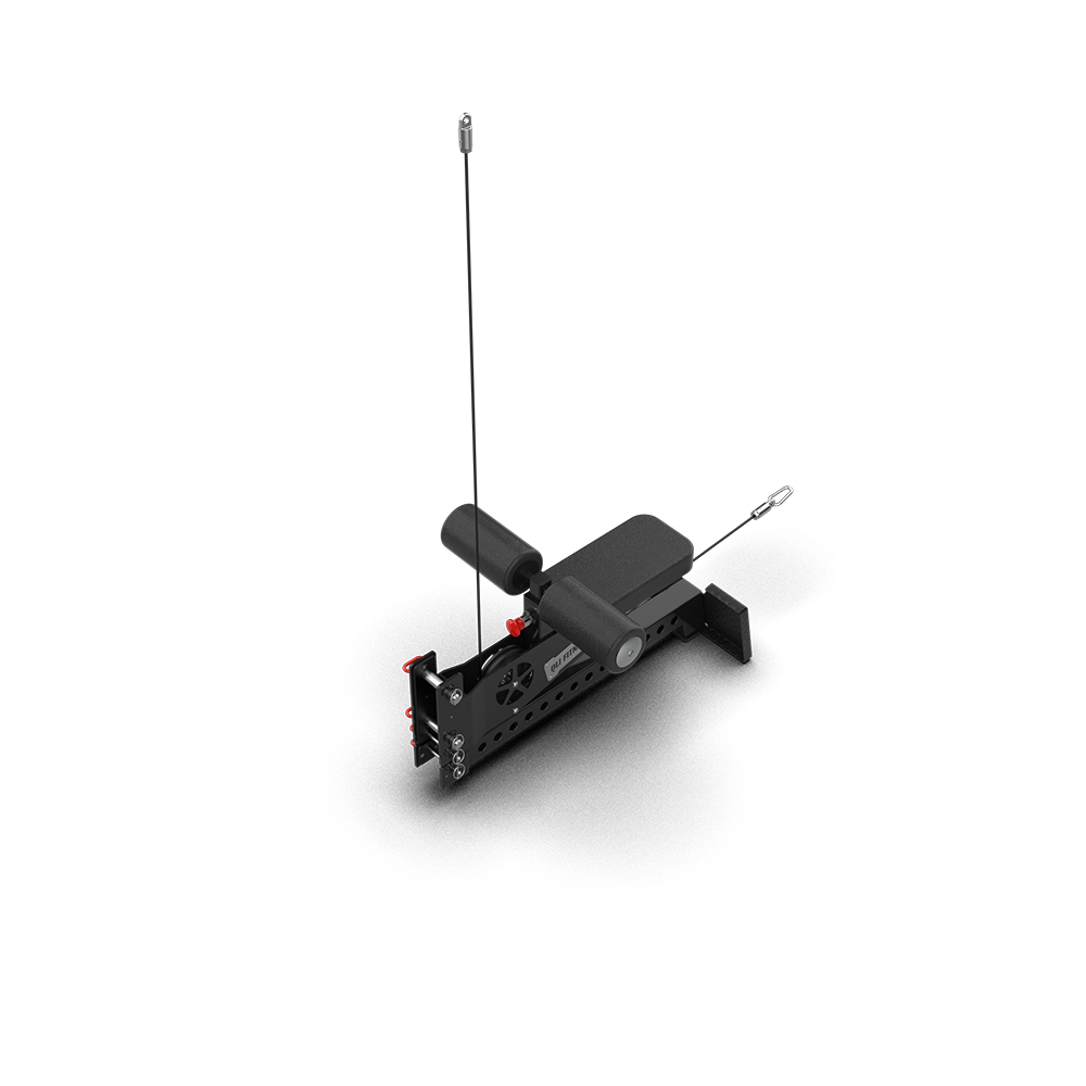 QLI QLPS37 lat pulldown seat from the front, showing the knee pads