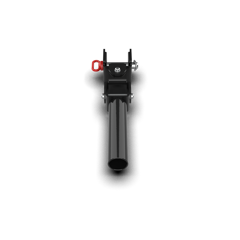 QLI Landmine Rack Attachment QLRA19, a rotating barbell sleeve on a rack bracket with a red locking pin