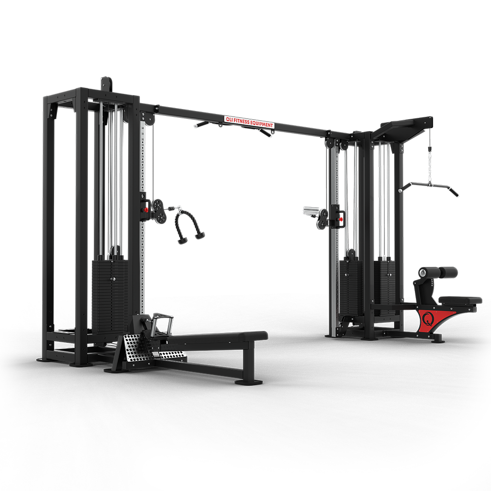 QLI Multi Cable Crossover Machine QMCM182 with two weight stack towers joined by an overhead beam