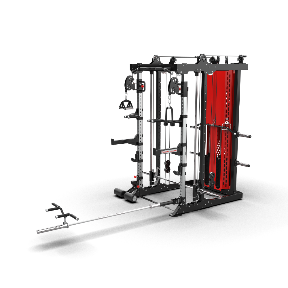 QLI QMFR81 three-quarter view, showing the shroud, plate storage and floor-mounted bar