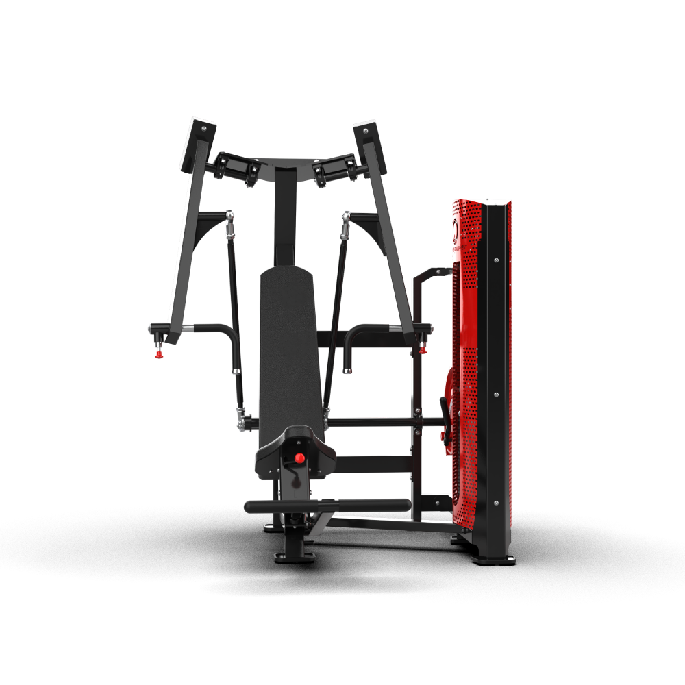 Front view of the QLI QPACP60 showing the tall padded backrest, height-adjustable seat and L-shaped press handles either side