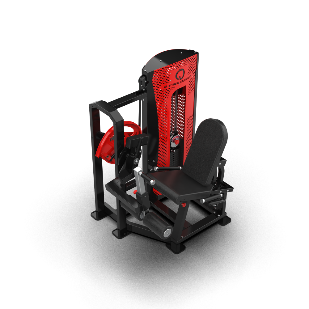 Elevated view of the QLI QPALE47 showing the reclined seat, backrest and weight stack