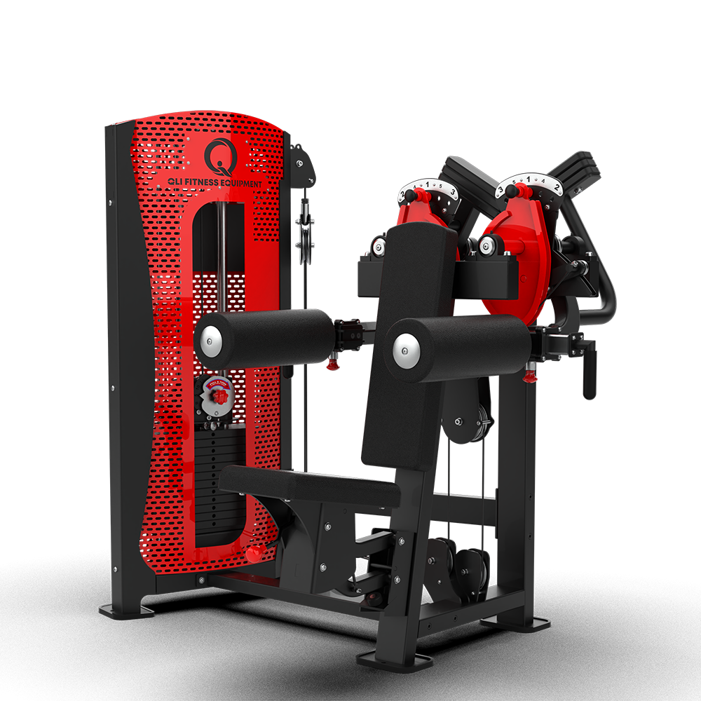 QLI Pro-Axis Lateral Raise QPALR62 - pin loaded shoulder machine with padded elbow arms, twin red Pro-Axis dials and shrouded weight stack