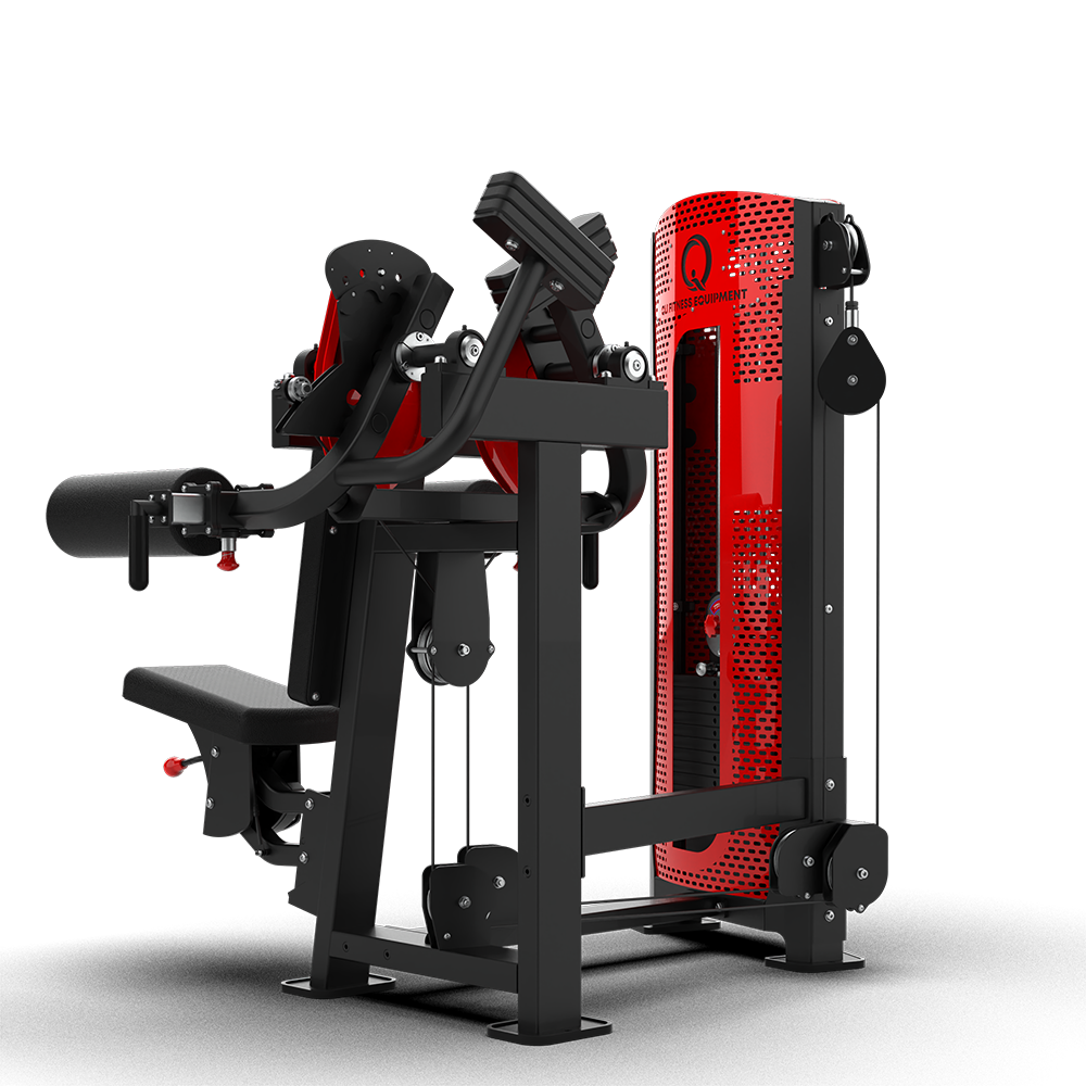 Side view of the QLI QPALR62 showing an elbow pad arm, seat and weight stack