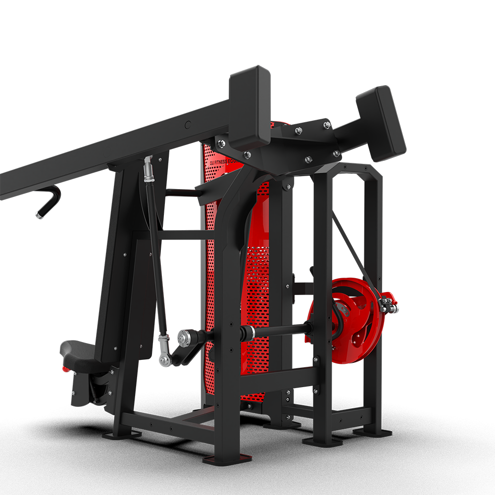 Side view of the QLI QPASP63 showing the press arms, seat and red Pro-Axis dial