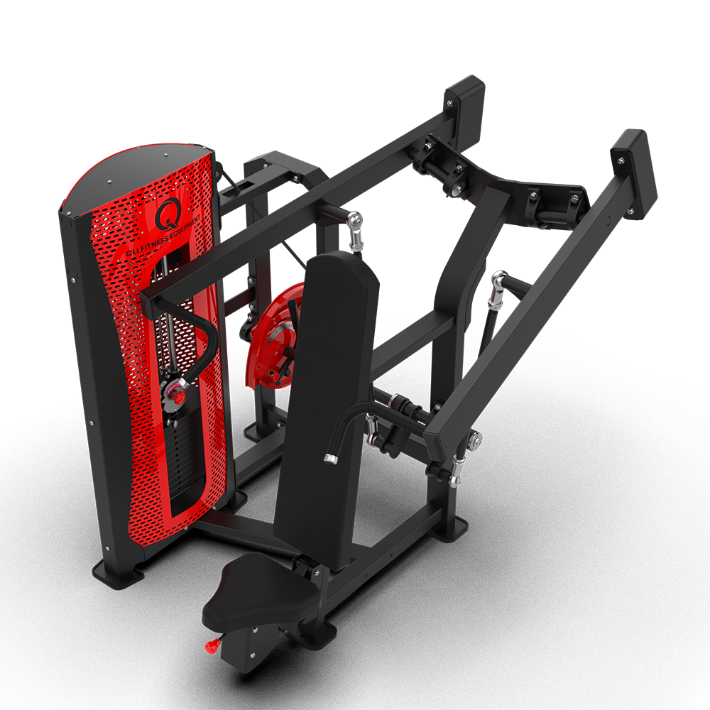 Elevated view of the QLI QPASP63 with the angled overhead press arms and multi-grip handles