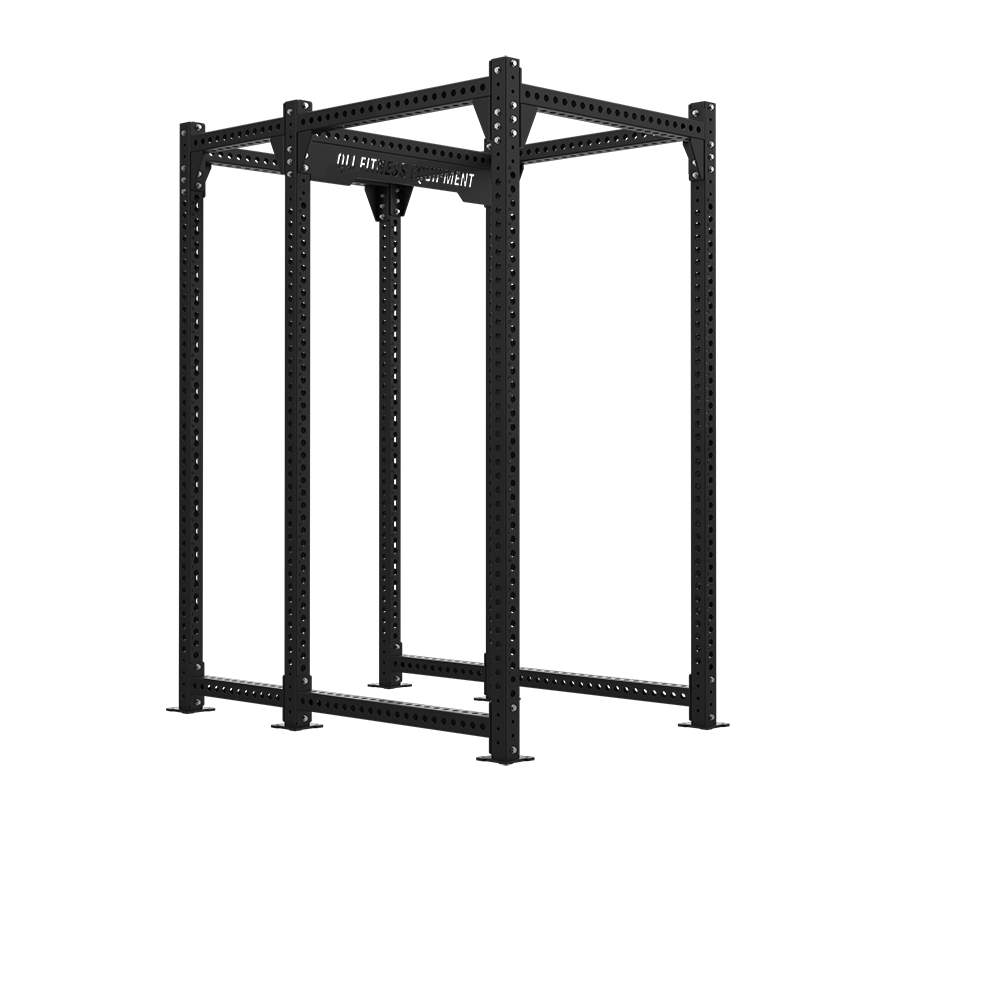 QLI Power Cage QPC98 six-post steel frame with hole-punched uprights and branded top crossmember